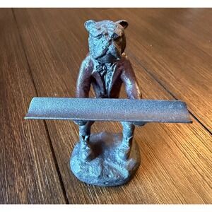 SPI San Pacific Intl Cast Metal Bulldog Business Card Holder Pen Tray Figurine